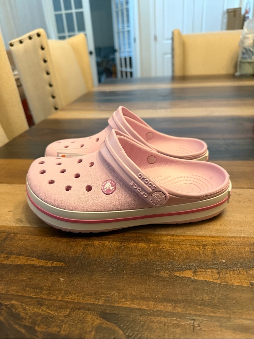 CROCS Kids' Classic Clog - Pink with White & Pink Trim